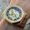 Embossed Dragon Face Men’s Automatic Gold Watch