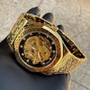 Embossed Dragon Face Men’s Automatic Gold Watch