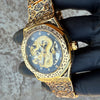 Embossed Dragon Face Men’s Automatic Gold Watch