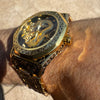 Embossed Dragon Face Men’s Automatic Gold Watch