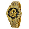 Embossed Dragon Face Men’s Automatic Gold Watch