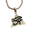 Eye Of Horus Flat Pyramid Gold Plated and Black Pendant Ra Rope Chain 24"