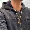 Eye Of Horus Flat Pyramid Gold Plated and Black Pendant Ra Rope Chain 24"