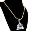 Eye Of Horus Flat Pyramid Gold Plated and Black Pendant Ra Rope Chain 24"