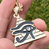 Eye Of Horus Flat Pyramid Gold Plated and Black Pendant Ra Rope Chain 24"