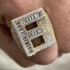 F / 10 14K Gold Plated 925 Sterling Silver Initial Letter Iced CZ Baguette Ring