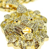 Faceted Lion Pendant Gold Finish Cuban Chain Necklace 30"
