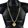 Faceted Lion Pendant Gold Finish Cuban Chain Necklace 30"