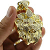 Faceted Lion Pendant Gold Finish Cuban Chain Necklace 30"