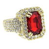 Faux Red Ruby Stone Gold Finish Hip Hop Iced Ring