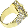 Faux Red Ruby Stone Gold Finish Hip Hop Iced Ring