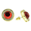 Faux Ruby Gold Finish Round 16MM Earrings