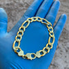Figaro Link Bracelet Gold Finish over 925 Silver 10MM 8"