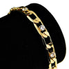 Figaro Link Iced Bling Gold Finish Bracelet 8"x 7MM