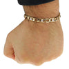 Figaro Link Iced Bling Gold Finish Bracelet 8"x 7MM