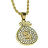 Flat Micro Money Bag Gold Finish Rope Chain Necklace 24"