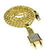 Flat Plug Micro Rope Chain Gold Finish Necklace 24"