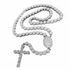Flower Chain CZ  Rosary La Virgen De Guadalupe Silver Tone Necklace 30"
