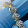 Flower Cluster Iced Bracelet Gold Finish over 925 Sterling Silver 7" Inch