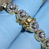 Flower Cluster Iced Bracelet Gold Finish over 925 Sterling Silver 7" Inch