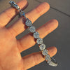 Flower Cluster Silver Tone Iced Chain Flooded Out One Row Necklace