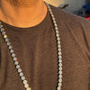 Flower Cluster Silver Tone Iced Chain Flooded Out One Row Necklace