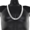 Four Rows Silver Tone Iced Pharaoh Flooded Out Chain Necklace 30"