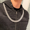 Four Rows Silver Tone Iced Pharaoh Flooded Out Chain Necklace 30"