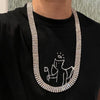 Four Rows Silver Tone Iced Pharaoh Flooded Out Chain Necklace 30"