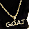 G.O.A.T Pendant Gold Finish Rope Chain Goat Necklace 24"