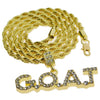 G.O.A.T Pendant Gold Finish Rope Chain Goat Necklace 24"