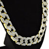 Glitter Gold Finish Squared Links Chain Necklace 30"