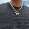GOAT Iced CZ Pendant Gold Finish Over 925 Silver Cuban Chain Necklace 20"