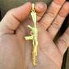 Gold 14k Gold Plated or Solid 925 Silver Oxidized AK-47 Big Gun Pendant 3.25"