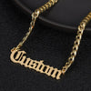 Gold / 22 inches Custom Name Pendant Old English Letters Personalized Curb Chain Necklace