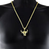 Gold Finish Bull Head Rope Chain Necklace 24"