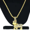 Gold Finish Bulldog Body w/Red Eyes Rope Chain 24" 4MM