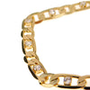 Gold Finish Figaro Link Iced Bracelet 8"x 6MM