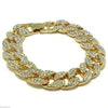 Gold Finish Full Stone Cuban Link Iced Bracelet 8" Inch