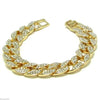 Gold Finish Full Stone Cuban Link Iced Bracelet 8" Inch