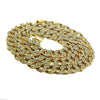 Gold Finish Full Stone Iced Cuban 30" Chain & Bracelet