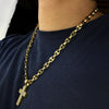 Gold Finish Mariner Bling Cross Chain Necklace 24"