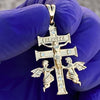 Gold Finish over 925 Sterling Silver 1.25" Cruz De Caravaca Pendant