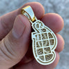 Gold Finish Over Solid 925 Boxing Gloves Iced Pendant