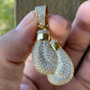 Gold Finish Over Solid 925 Boxing Gloves Iced Pendant