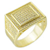 Gold Finish Rectangle Iced CZ Ring 12x10MM