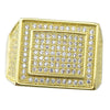 Gold Finish Rectangle Iced CZ Ring 12x10MM