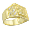 Gold Finish Rectangle Iced CZ Ring 12x10MM