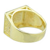 Gold Finish Rectangle Iced CZ Ring 12x10MM