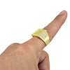 Gold Finish Rectangle Iced CZ Ring 12x10MM
